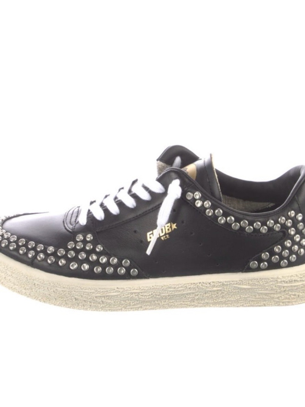 Golden Goose Black Leather Studded Sneakers